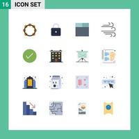 Universal Icon Symbols Group of 16 Modern Flat Colors of tick check grid arrows wind Editable Pack of Creative Vector Design Elements