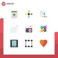 9 Universal Flat Colors Set for Web and Mobile Applications heart landscape share document report Editable Vector Design Elements