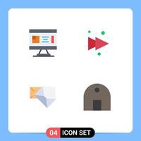 Set of 4 Vector Flat Icons on Grid for architecture mail design forward open Editable Vector Design Elements