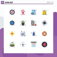 Universal Icon Symbols Group of 16 Modern Flat Colors of globe gear extension setting purchases Editable Pack of Creative Vector Design Elements