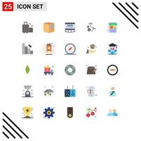 25 User Interface Flat Color Pack of modern Signs and Symbols of document screw shipping nut web advert Editable Vector Design Elements