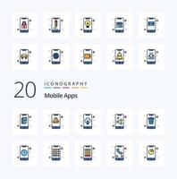 20 Mobile Apps Line Filled Color icon Pack like mobile contact app app mobile vector
