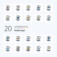 20 Mobile Apps Line Filled Color icon Pack like mobile contact app app mobile vector