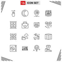 Set of 16 Commercial Outlines pack for interior screen american setting document Editable Vector Design Elements