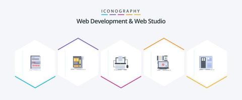 Web Development And Web Studio 25 Flat icon pack including mobile. computer. layout. screen. computer vector