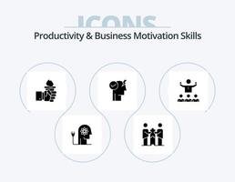 Productivity And Business Motivation Skills Glyph Icon Pack 5 Icon Design. power. brain. partners. olympic. leader vector