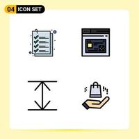 Stock Vector Icon Pack of 4 Line Signs and Symbols for check arrows file web ahnd Editable Vector Design Elements
