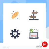 4 paquete de iconos planos de interfaz de usuario de signos y símbolos modernos de configuración de horneado gracias día viaje contraseña elementos de diseño vectorial editables vector