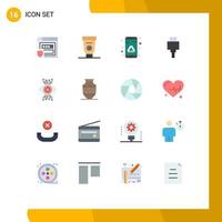 Pictogram Set of 16 Simple Flat Colors of monitoring usb app storage devices Editable Pack of Creative Vector Design Elements