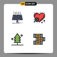 Set of 4 Modern UI Icons Symbols Signs for solar like technology checked garden Editable Vector Design Elements