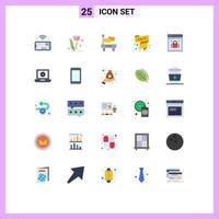 Pictogram Set of 25 Simple Flat Colors of page lock offer flag sale tag sale Editable Vector Design Elements