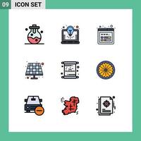 Modern Set of 9 Filledline Flat Colors and symbols such as page eid seo invitation solar Editable Vector Design Elements