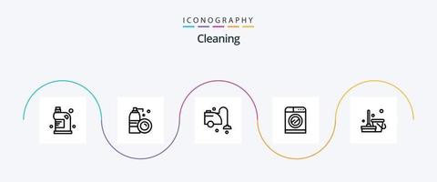 Cleaning Line 5 Icon Pack Including broom. washing. spray. technology. vacuum vector