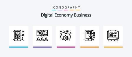 Digital Economy Business Line 5 Icon Pack Including computer. conference. business. business. dollar. Creative Icons Design vector