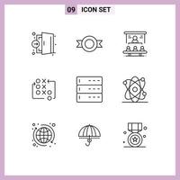 9 User Interface Outline Pack of modern Signs and Symbols of tactical strategy business move projector Editable Vector Design Elements