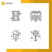 Mobile Interface Line Set of 4 Pictograms of efficiency ice cream ad outdoor chinese Editable Vector Design Elements