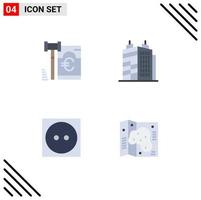 Set of 4 Vector Flat Icons on Grid for gdpr laundry law real map Editable Vector Design Elements