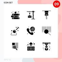 9 User Interface Solid Glyph Pack of modern Signs and Symbols of talk dollar clothing communication tool Editable Vector Design Elements