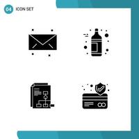 4 Creative Icons Modern Signs and Symbols of message report alcohol presentation card protection Editable Vector Design Elements