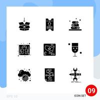 Universal Icon Symbols Group of 9 Modern Solid Glyphs of world flag spa american scale Editable Vector Design Elements