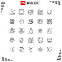 Set of 25 Commercial Lines pack for computer box money atx programming Editable Vector Design Elements