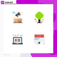 4 Flat Icon concept for Websites Mobile and Apps marketing tree box forest digital graphic Editable Vector Design Elements