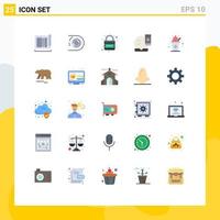 25 User Interface Flat Color Pack of modern Signs and Symbols of makeover face compact endless face base planet Editable Vector Design Elements