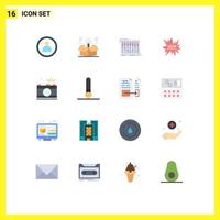 Pictogram Set of 16 Simple Flat Colors of camera tag console shopping studio Editable Pack of Creative Vector Design Elements