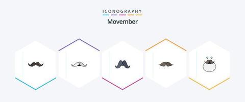 Movember 25 FilledLine icon pack including . santa. vector