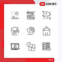 Modern Set of 9 Outlines and symbols such as receiver call planet pollution environment Editable Vector Design Elements