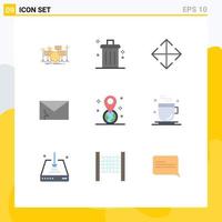Pack of 9 Modern Flat Colors Signs and Symbols for Web Print Media such as spam mail garbage infected transform Editable Vector Design Elements