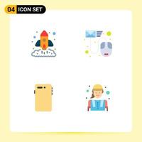 4 Creative Icons Modern Signs and Symbols of business mail rocket email smart phone Editable Vector Design Elements