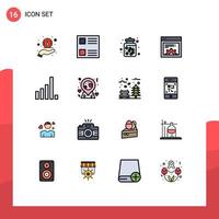 Modern Set of 16 Flat Color Filled Lines Pictograph of location phone dessert connection setting Editable Creative Vector Design Elements