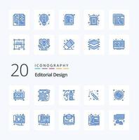 20 Editorial Design Blue Color icon Pack like target focus drawing eye wizard vector