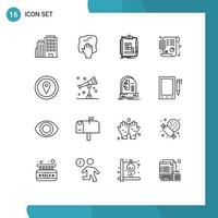 Outline Pack of 16 Universal Symbols of planning budget scrub plan work Editable Vector Design Elements