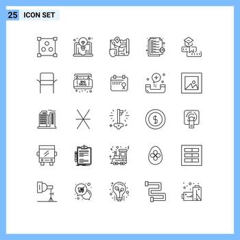 Modern Set of 25 Lines and symbols such as learning education map support help Editable Vector Design Elements