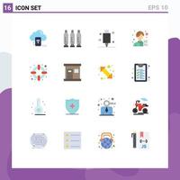 Modern Set of 16 Flat Colors and symbols such as avatar analyst weapon accountant electronic Editable Pack of Creative Vector Design Elements