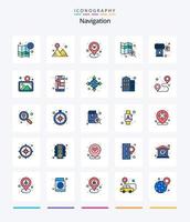 Creative Navigation 25 Line FIlled icon pack  Such As station. gas. location. search. explore vector