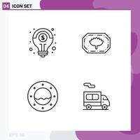 Set of 4 Modern UI Icons Symbols Signs for financial water solution bangla transport Editable Vector Design Elements