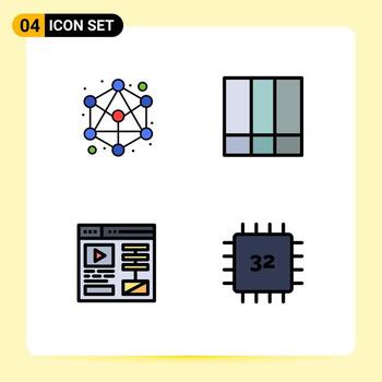 Stock Vector Icon Pack of 4 Line Signs and Symbols for connection web grid lines computers Editable Vector Design Elements