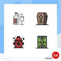 Pictogram Set of 4 Simple Filledline Flat Colors of alcohol water whiskey holiday basketball Editable Vector Design Elements