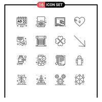 16 Outline concept for Websites Mobile and Apps like heart window secure program Editable Vector Design Elements