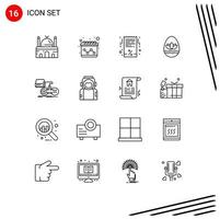 Pictogram Set of 16 Simple Outlines of game holidays bill holiday easter egg Editable Vector Design Elements