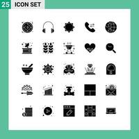 Pictogram Set of 25 Simple Solid Glyphs of communication call music answer virus Editable Vector Design Elements