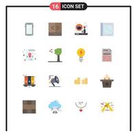 Mobile Interface Flat Color Set of 16 Pictograms of disc compact interior cd play Editable Pack of Creative Vector Design Elements