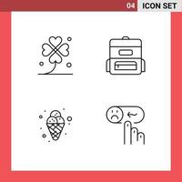 Set of 4 Modern UI Icons Symbols Signs for clover cream irish education mardi gras Editable Vector Design Elements