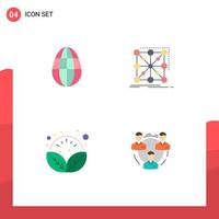 4 User Interface Flat Icon Pack of modern Signs and Symbols of egg plant data cluster relax Editable Vector Design Elements