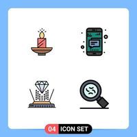 Set of 4 Modern UI Icons Symbols Signs for candle phone easter wax hologram Editable Vector Design Elements