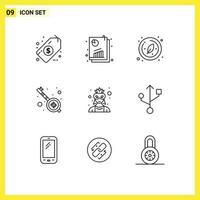 9 Universal Outline Signs Symbols of avatar party biology veena india Editable Vector Design Elements