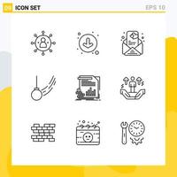 9 Creative Icons Modern Signs and Symbols of finance motion love ball swing Editable Vector Design Elements